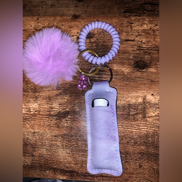 NWT Purple Square Chapstick Holder Keychain Set - Picture 2 of 2